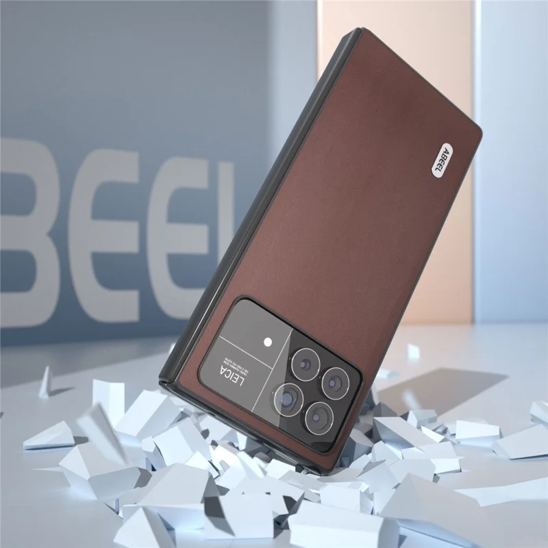 ABEEL For Xiaomi Mix Fold 3 5G Genuine Cow Leather + PC Phone Case Nappa Texture Folding Shockproof Cover - Coffee