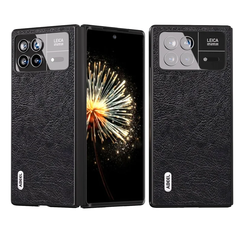 ABEEL For Xiaomi Mix Fold 3 5G PU Leather + Hard PC Shell Retro Litchi Texture Non-Slip Phone Case - Black