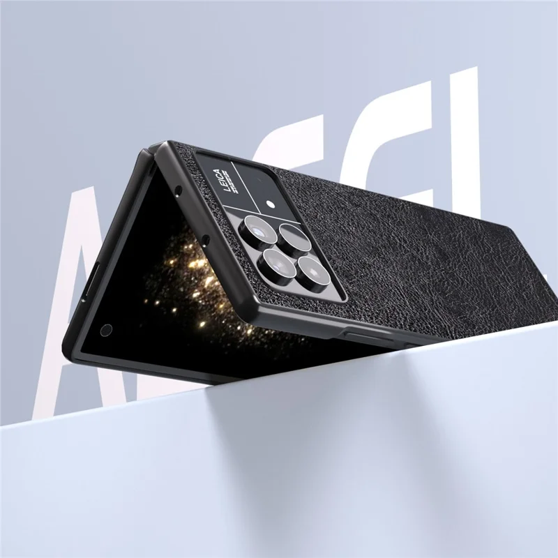 ABEEL For Xiaomi Mix Fold 3 5G PU Leather + Hard PC Shell Retro Litchi Texture Non-Slip Phone Case - Black