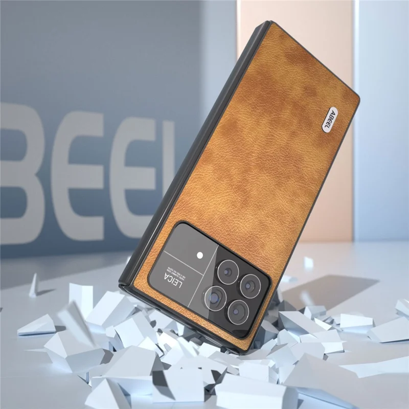 ABEEL For Xiaomi Mix Fold 3 5G PU Leather + Hard PC Shell Retro Litchi Texture Non-Slip Phone Case - Brown