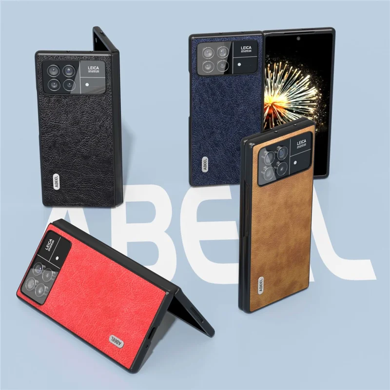 ABEEL For Xiaomi Mix Fold 3 5G PU Leather + Hard PC Shell Retro Litchi Texture Non-Slip Phone Case - Brown