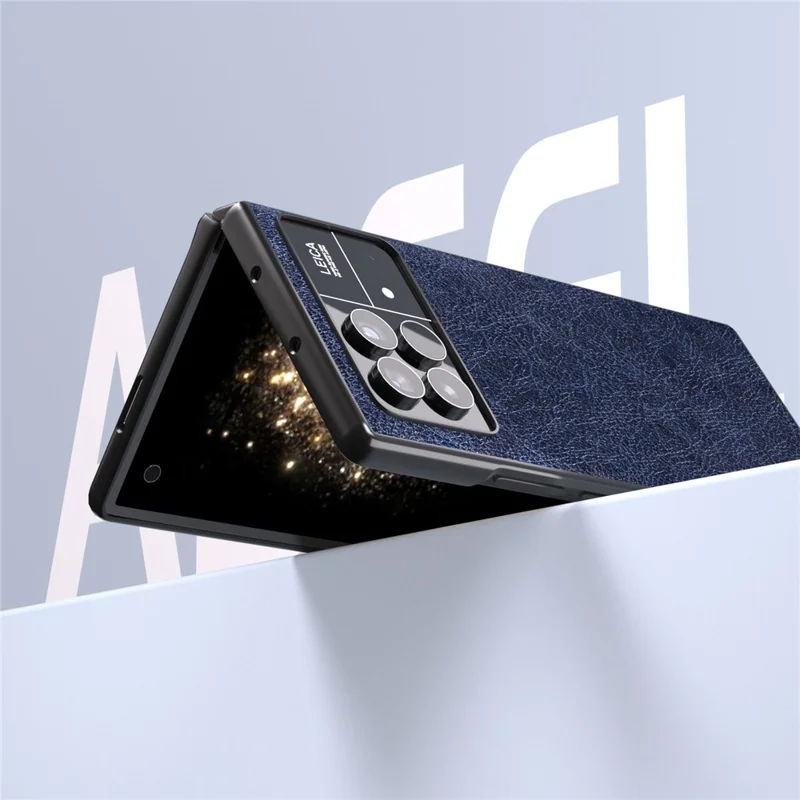 ABEEL For Xiaomi Mix Fold 3 5G PU Leather + Hard PC Shell Retro Litchi Texture Non-Slip Phone Case - Blue