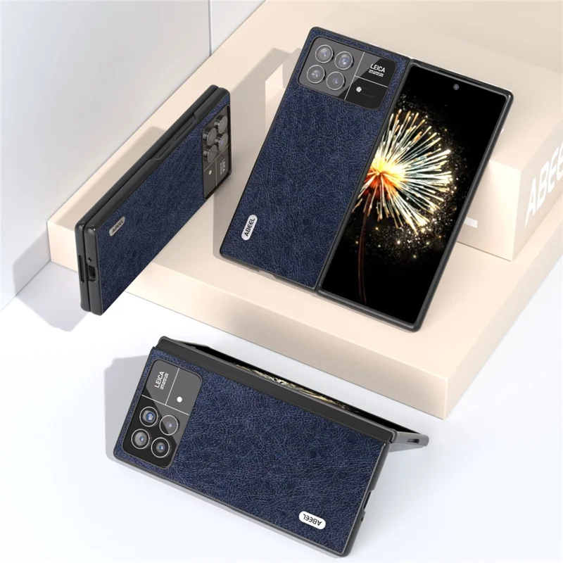 ABEEL For Xiaomi Mix Fold 3 5G PU Leather + Hard PC Shell Retro Litchi Texture Non-Slip Phone Case - Blue