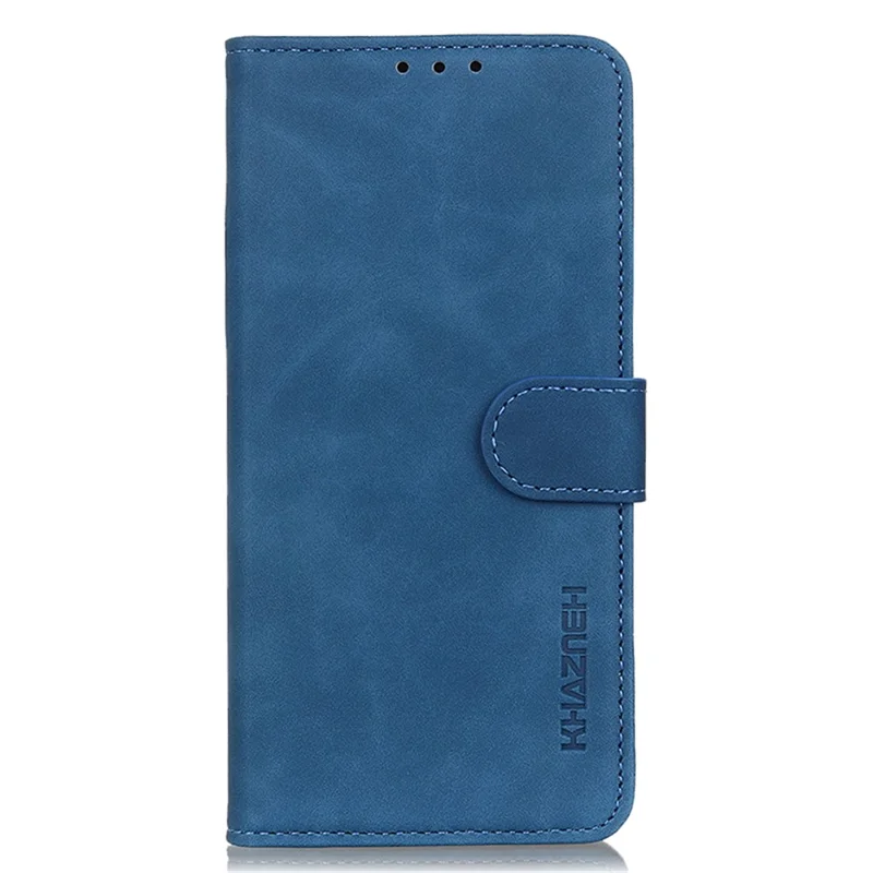 KHAZNEH Para Motorola Moto G14 4G Funda de teléfono con textura retro de piel sintética, soporte y antirayazos - Azul