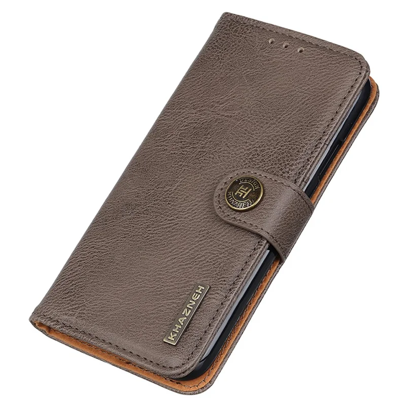 KHAZNEH Para Motorola Moto G14 4G Capa de Telefone de Couro PU Textura de Couro - Cáqui