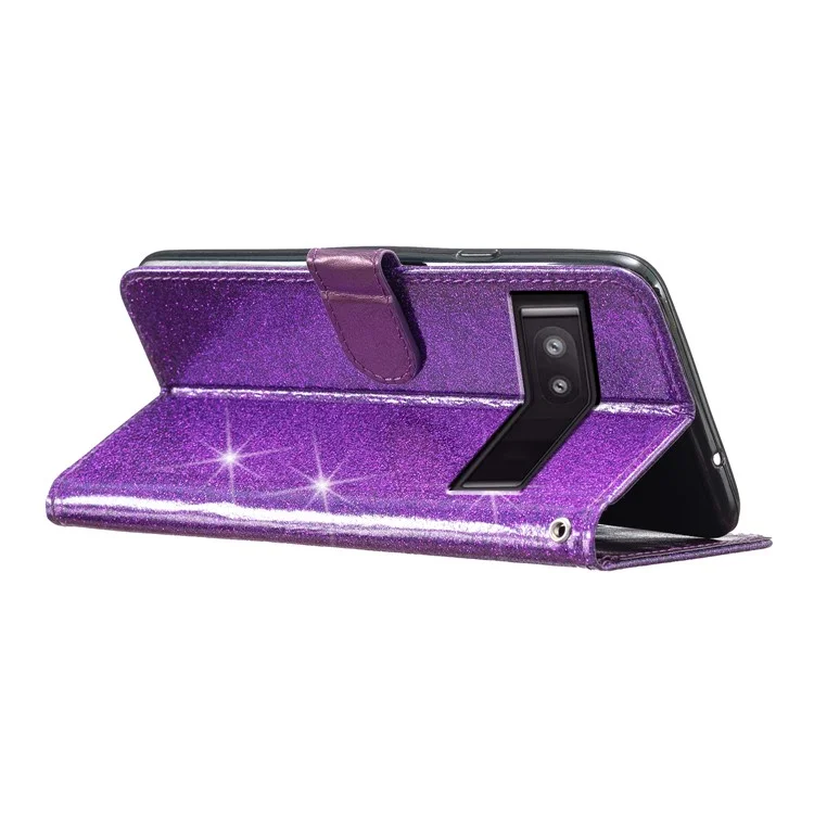 Para Google Pixel 7a Funda de teléfono de piel de PU brillante - Morada