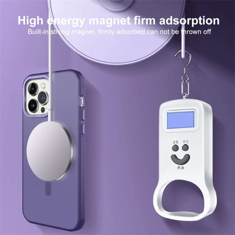 Für iPhone 15 Pro Max PC+TPU Magnetisches Handyhülle kompatibel mit MagSafe Linsenfilm Kickstand Matter Abdeckung - Dunkelviolett