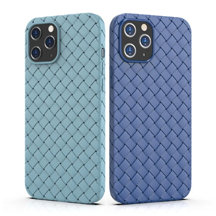 Pour iPhone 15 Pro Max Woven Texture Phone Case Soft TPU Heat Dissipation Cover - Bleu