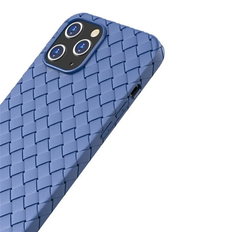 Pour iPhone 15 Pro Max Woven Texture Phone Case Soft TPU Heat Dissipation Cover - Bleu