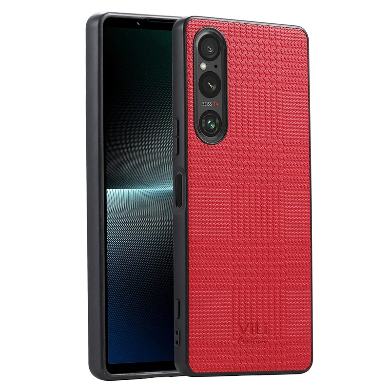VILI TH Series for Sony Xperia 10 V Phone Case PU Leather Coated PC+TPU Phone Back Cover - Red