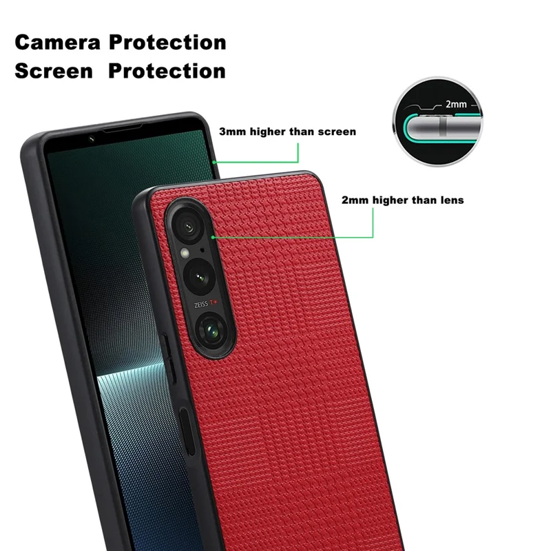 VILI TH Series for Sony Xperia 10 V Phone Case PU Leather Coated PC+TPU Phone Back Cover - Red
