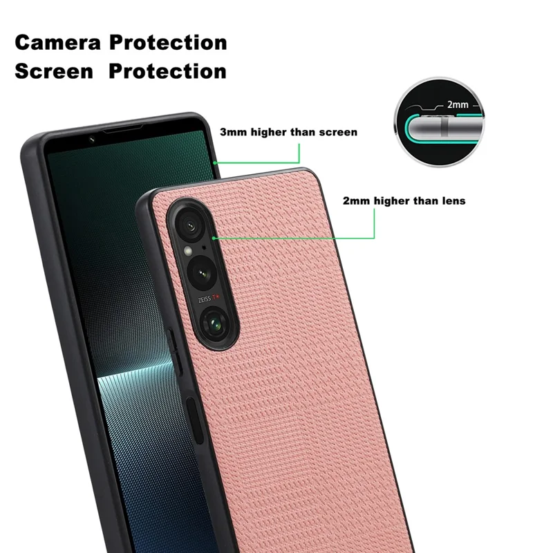 VILI TH Series for Sony Xperia 10 V Phone Case PU Leather Coated PC+TPU Phone Back Cover - Pink