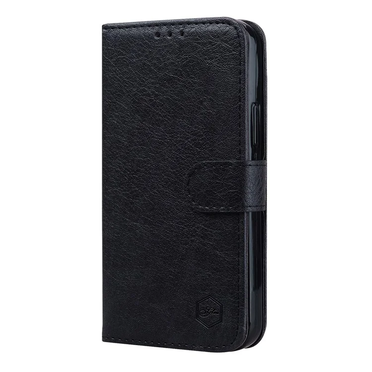 Para iPhone 15 Plus Solid Color PU Leather Wallet Case Drop Proof Cell Phone Foldable Stand Cover - Black