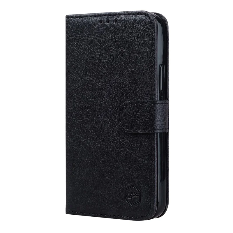 For iPhone 15 Pro Solid Color PU Leather Wallet Case Drop Proof Cell Phone Viewing Stand Cover - Black