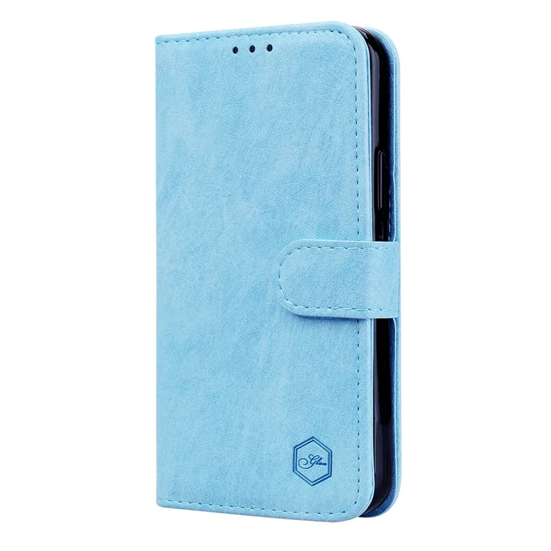 For iPhone 15 Pro Max Scratch Resistant Solid Color PU Leather Wallet Case Cell Phone Stand Cover - Baby Blue