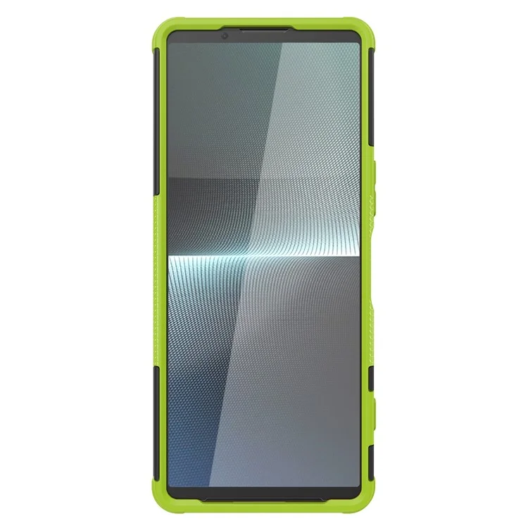 Pour Sony Xperia 1 V Tyre Pattern PC+TPU Phone Case Kickstand Shockproof Cell Phone Cover - Vert