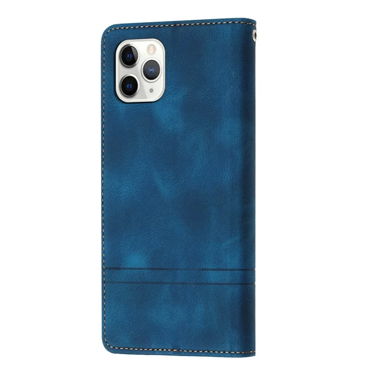 Чехол для телефона Retro Leather для iPhone 11 Pro с линиями, подставкой и бумажником - синий