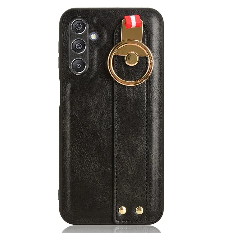 Für Samsung Galaxy M34 5G / F34 5G Handyhülle Armband Ständer Flaschenöffner Leder+PC+TPU Hülle - Schwarz