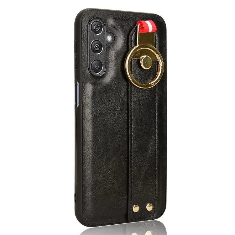 Für Samsung Galaxy M34 5G / F34 5G Handyhülle Armband Ständer Flaschenöffner Leder+PC+TPU Hülle - Schwarz