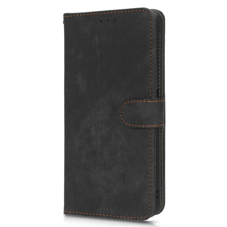Para Motorola Moto G14 4G Anti-Scratch Cell Phone Case Leather Stand Cover RFID Blocking Wallet Shell with Strap - Black