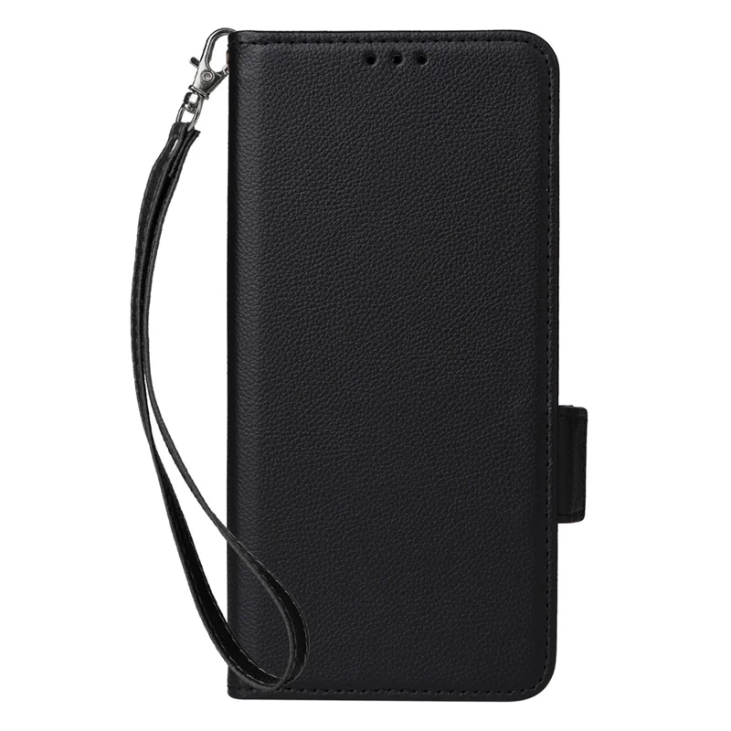 Per Motorola Moto G14 4G Anti-Scratch Phone Case Custodia in pelle Litchi Texture Stand con Tracolla - Nero