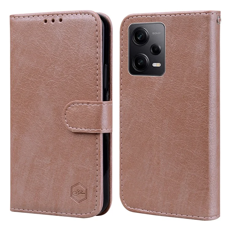 Для Xiaomi Redmi Note 12 Pro 5G / Note 12 Pro Speed 5G / Poco X5 Pro 5G Solid Color PU Leather Phone Case Wallet Stand Cover - Champagne