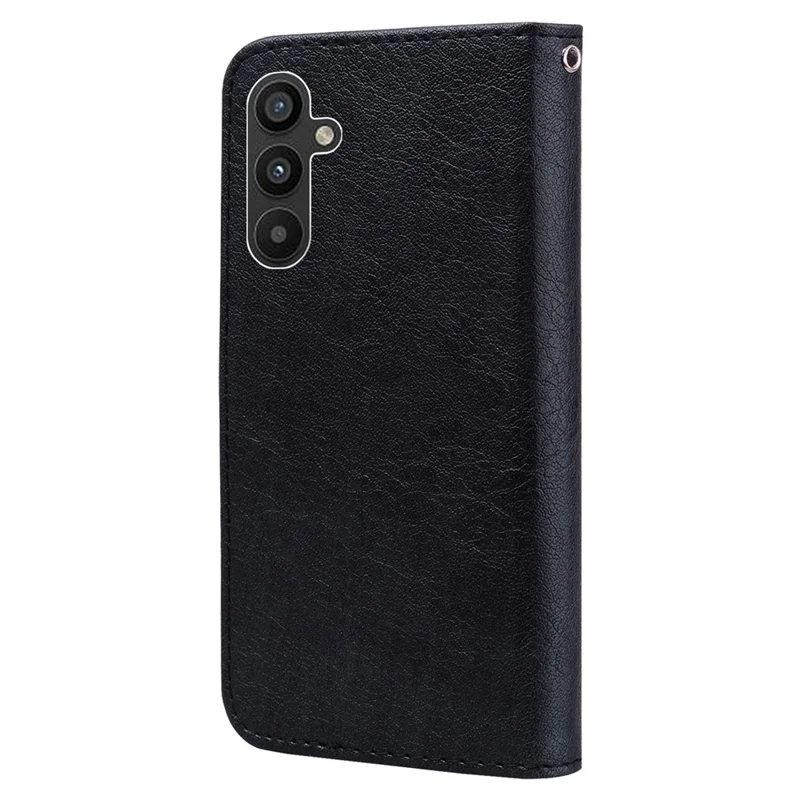 Per Samsung Galaxy A34 5G Protezione completa Colore solido Custodia in pelle PU Wallet Case Cell Phone Stand Cover - Nero