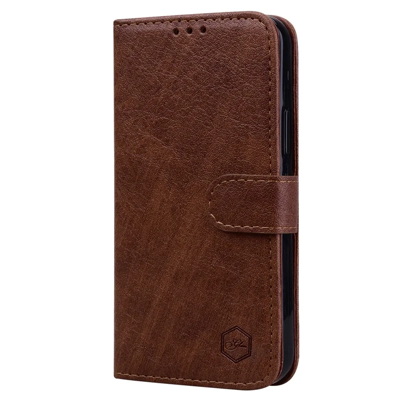 For Samsung Galaxy A34 5G Full Protection Solid Color PU Leather Wallet Case Cell Phone Stand Cover - Brown