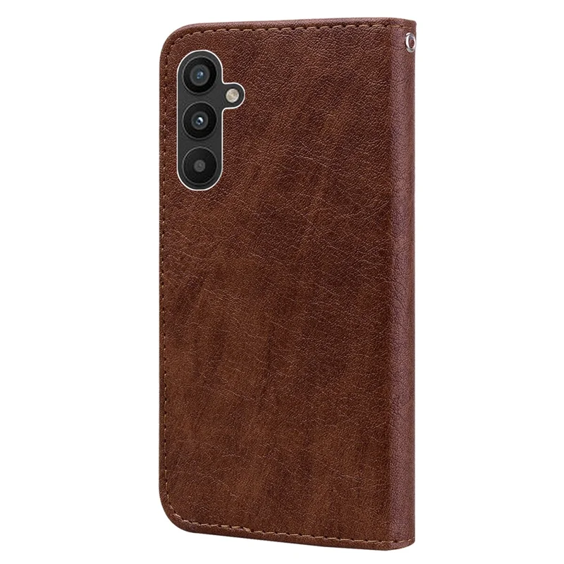 For Samsung Galaxy A34 5G Full Protection Solid Color PU Leather Wallet Case Cell Phone Stand Cover - Brown