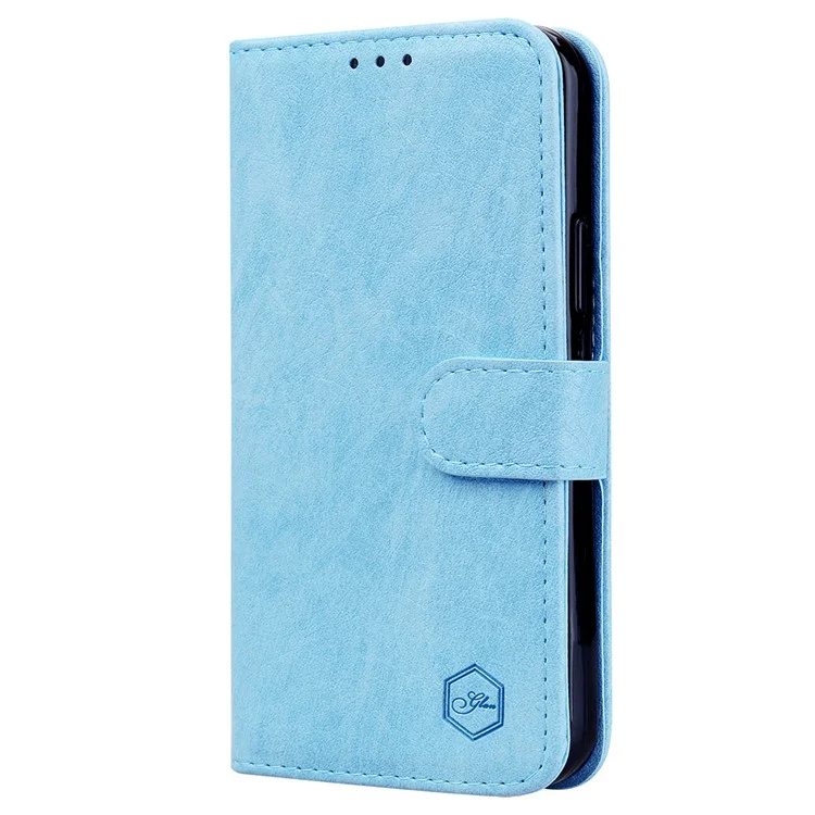 Pour Xiaomi Redmi Note 12 4G Solid Color Shockproof PU Leather Wallet Case Cell Phone Stand Cover - Baby Blue