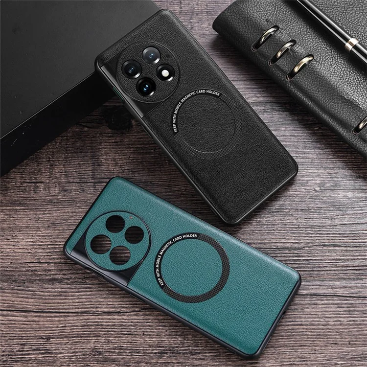 For OnePlus Ace 2 Pro 5G PU Leather Coated TPU Cover Magnetic Phone Case Compatible with MagSafe - White