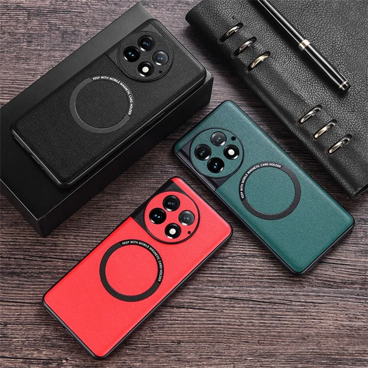 For OnePlus Ace 2 Pro 5G PU Leather Coated TPU Cover Magnetic Phone Case Compatible with MagSafe - White