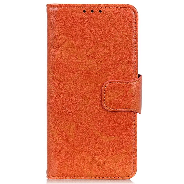 For Motorola Moto G14 4G Drop Protection Stand Wallet Phone Cover Nappa Texture Split Leather Phone Case - Orange