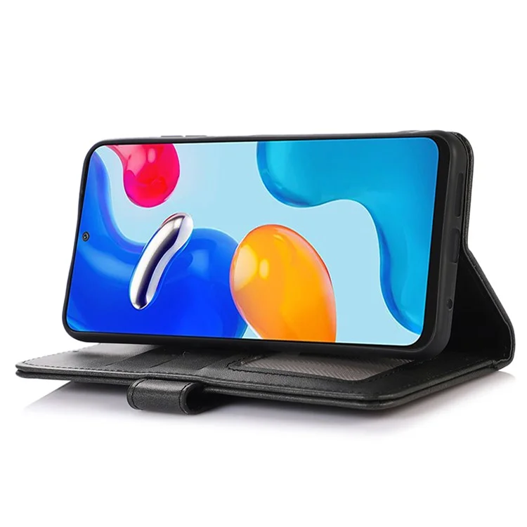 For Motorola Moto G14 4G Wallet Phone Cover Stand Leather Cowhide Texture Phone Case - Black