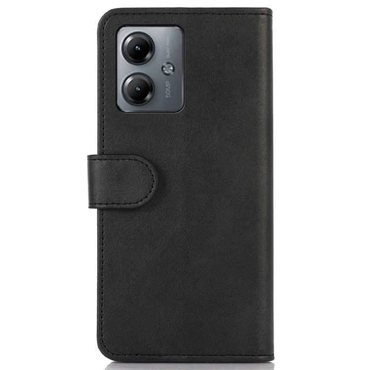 For Motorola Moto G14 4G Wallet Phone Cover Stand Leather Cowhide Texture Phone Case - Black