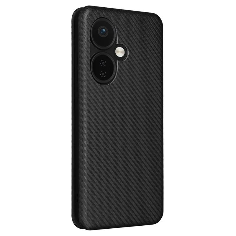 Funda para teléfono móvil OnePlus Nord CE3 5G, con soporte para tarjetas, de cuero, con textura de fibra de carbono - Negro