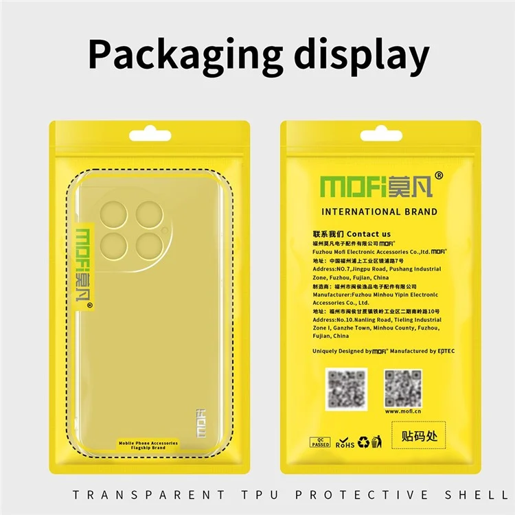 Coque Transparente MOFI pour OnePlus Ace 2 Pro 5G, Étui de Protection en TPU Souple pour Téléphone Portable