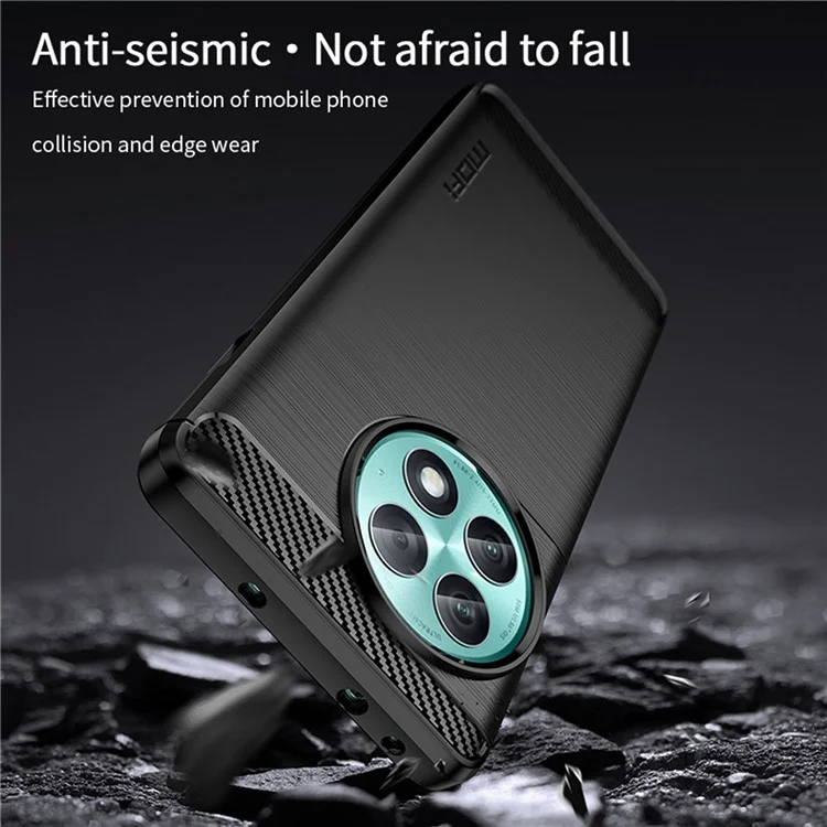 MOFI JK TPU Series-1 para OnePlus Ace 2 Pro 5G Funda de Teléfono Anti-arañazos con Textura de Fibra de Carbono Cepillada - Negro