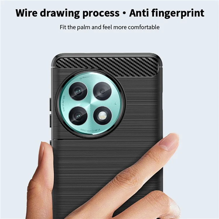 MOFI JK TPU Series-1 para OnePlus Ace 2 Pro 5G Funda de Teléfono Anti-arañazos con Textura de Fibra de Carbono Cepillada - Negro