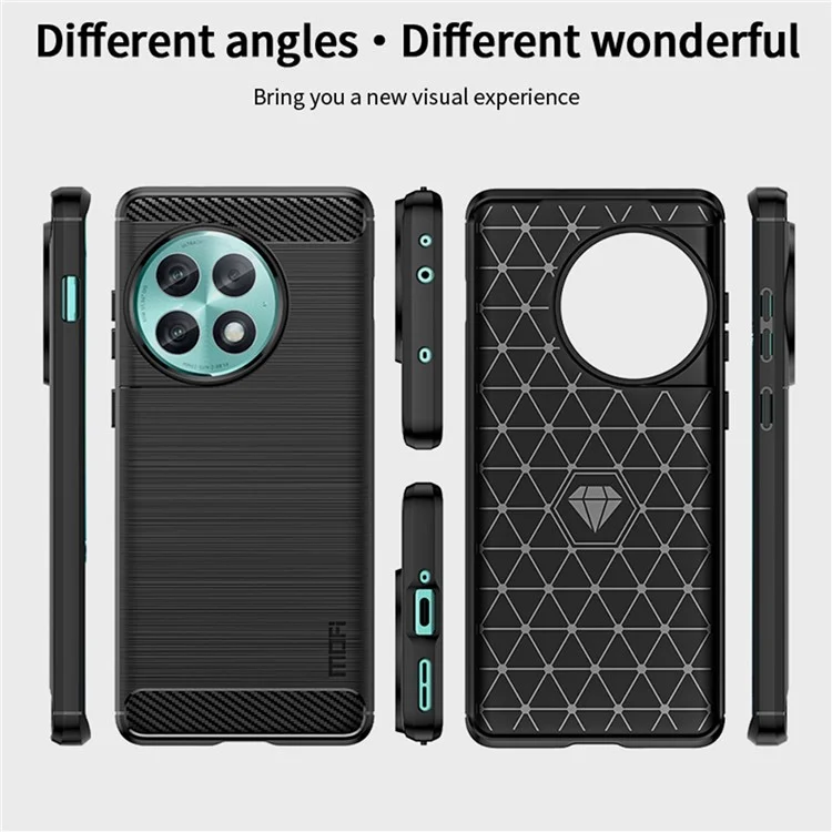 MOFI JK TPU Series-1 para OnePlus Ace 2 Pro 5G Funda de Teléfono Anti-arañazos con Textura de Fibra de Carbono Cepillada - Negro