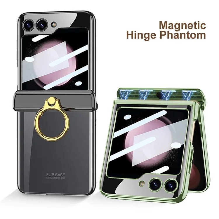 GKK For Samsung Galaxy Z Flip5 5G Magnetic Hinge Protection Phone Case Hard PC Kickstand Cover with Small Screen Film - Negro