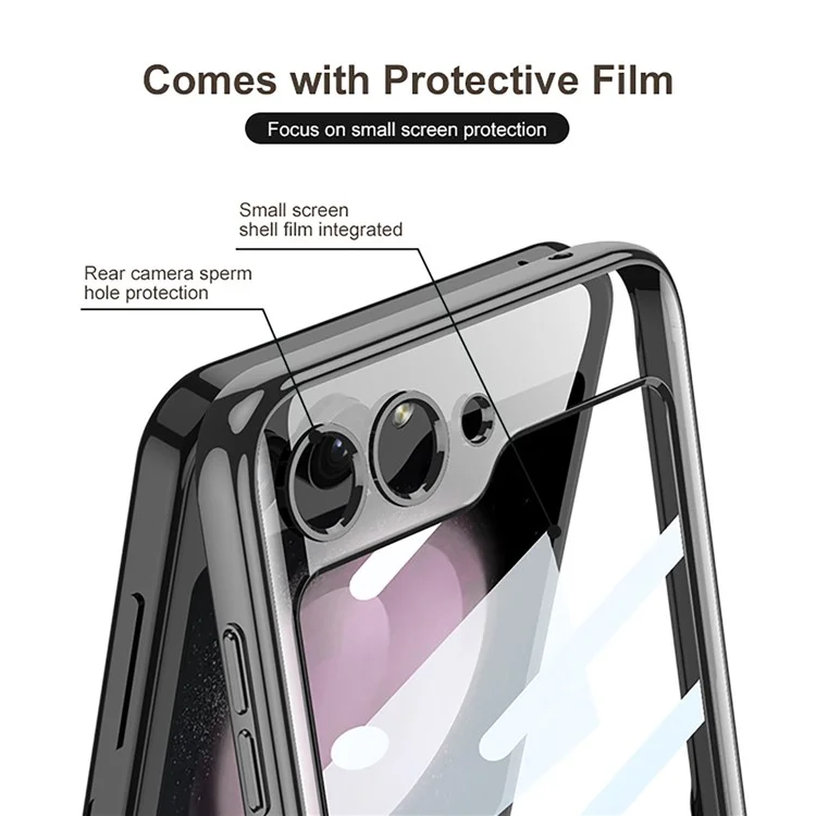 GKK For Samsung Galaxy Z Flip5 5G Magnetic Hinge Protection Phone Case Hard PC Kickstand Cover with Small Screen Film - Negro