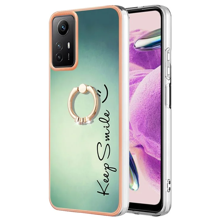 Capa Série YB IMD-20 Estilo D para Xiaomi Redmi Note 12S 4G com Suporte Dobrável em TPU - Mantenha um Sorriso