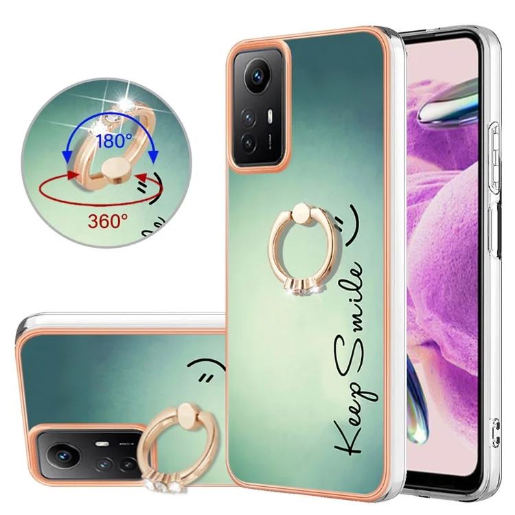 Capa Série YB IMD-20 Estilo D para Xiaomi Redmi Note 12S 4G com Suporte Dobrável em TPU - Mantenha um Sorriso