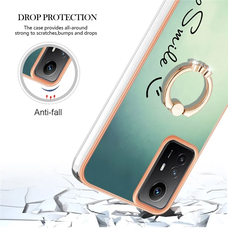 Capa Série YB IMD-20 Estilo D para Xiaomi Redmi Note 12S 4G com Suporte Dobrável em TPU - Mantenha um Sorriso