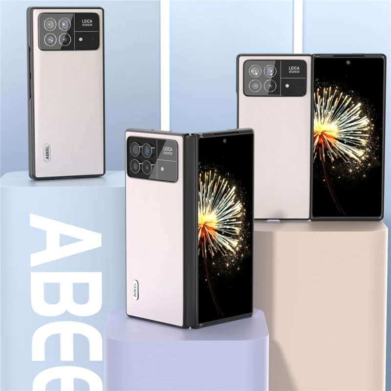 ABEEL For Xiaomi Mix Fold 3 5G Glitter Phone Case PU Leather + PC Shockproof Protective Cover - White