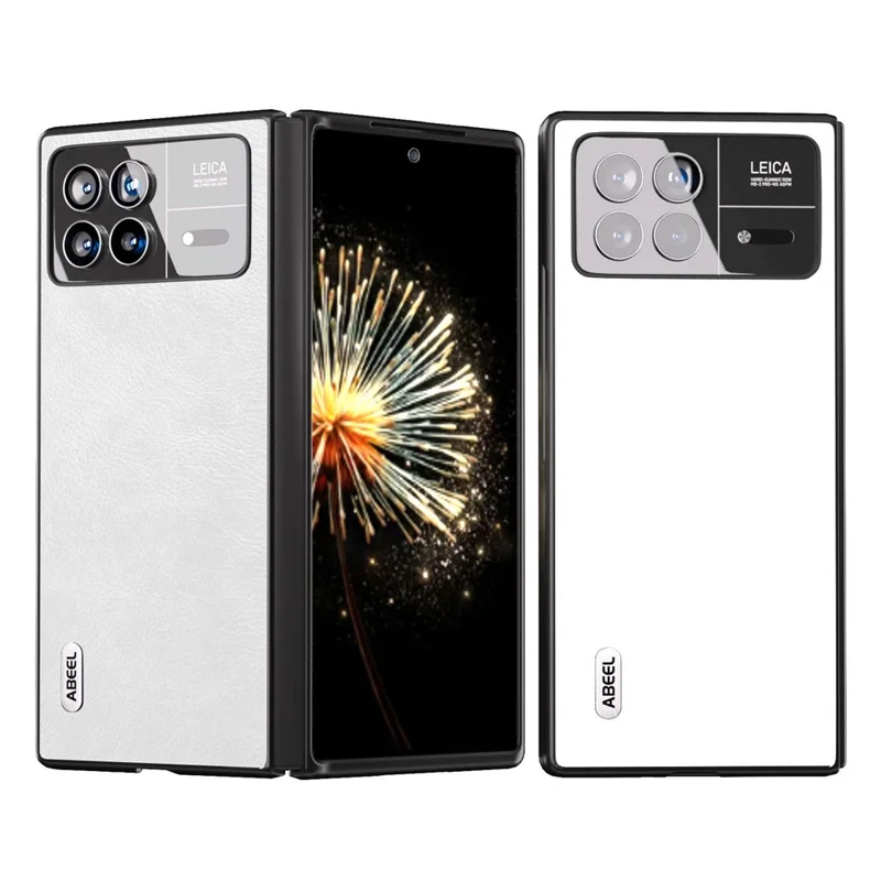 ABEEL för Xiaomi Mix Fold 3 5G PU-läderbelagd PC-telefonhölja Litchi-struktur Slagfast skal - Vit