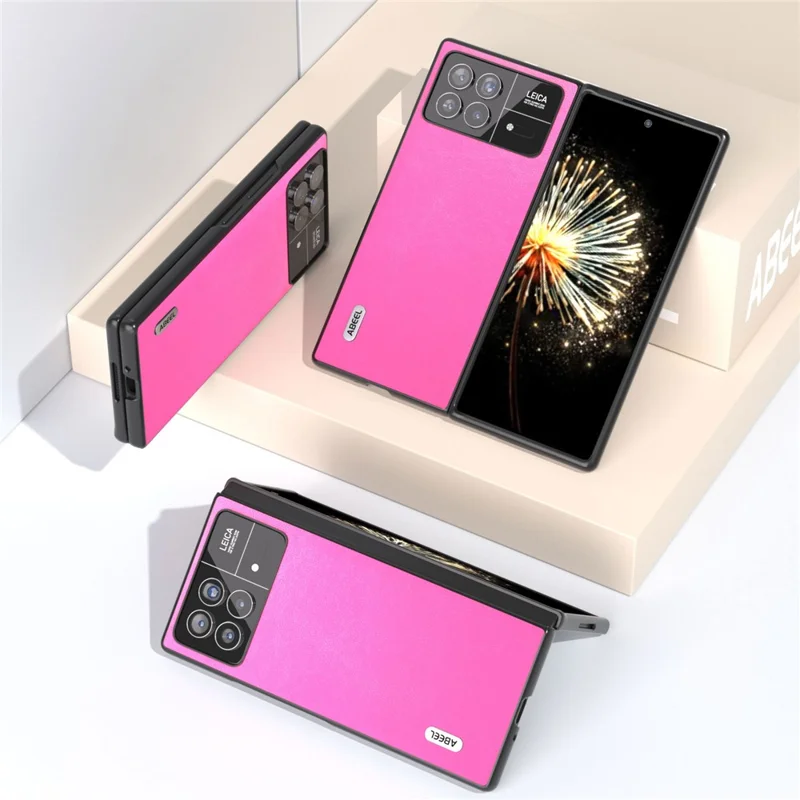 ABEEL For Xiaomi Mix Fold 3 5G Protective Back Cover Textured PU Leather+PC Phone Case - Rose