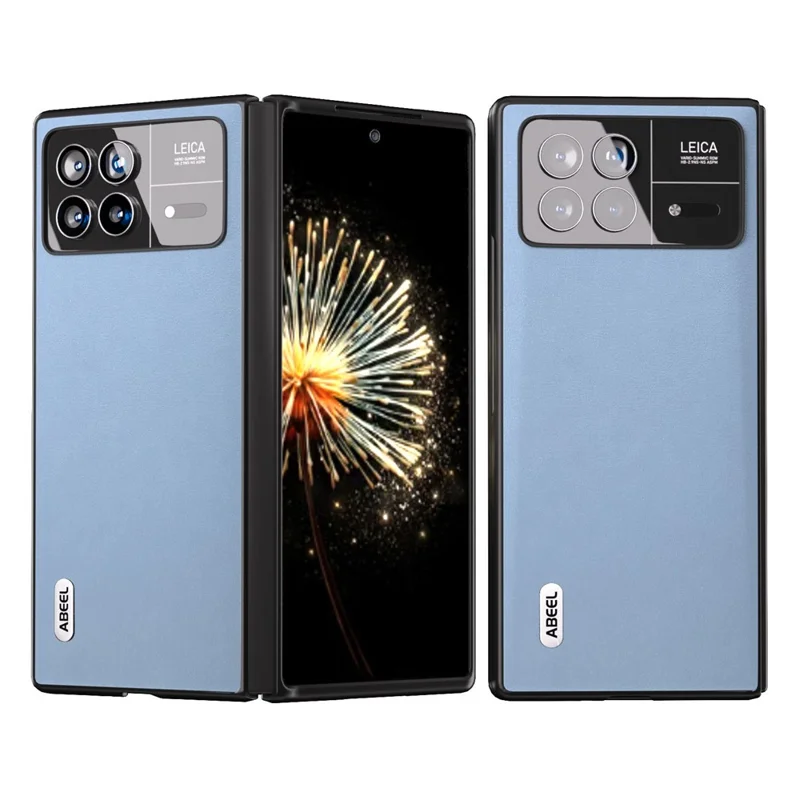 ABEEL For Xiaomi Mix Fold 3 5G Protective Back Cover Textured PU Leather+PC Phone Case - Blue