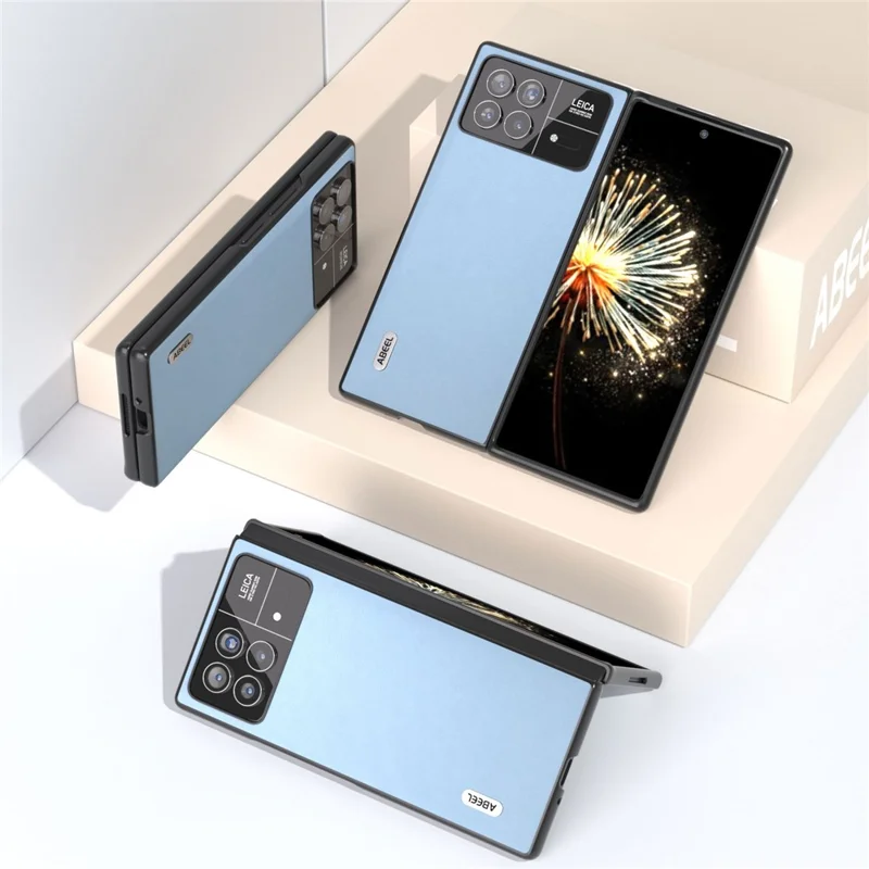 ABEEL For Xiaomi Mix Fold 3 5G Protective Back Cover Textured PU Leather+PC Phone Case - Blue